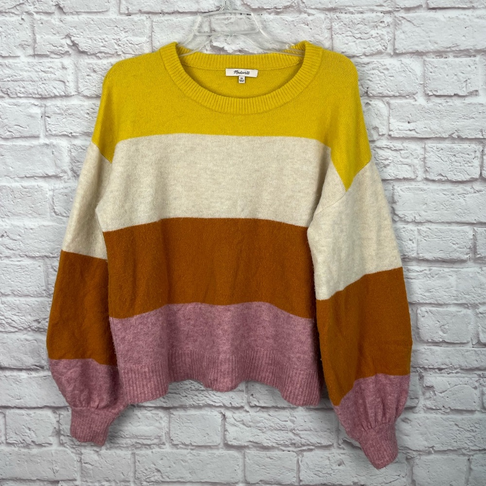 Madewell Striped Gladwell Balloon-Sleeve Pullover Sweater Size‎ XS